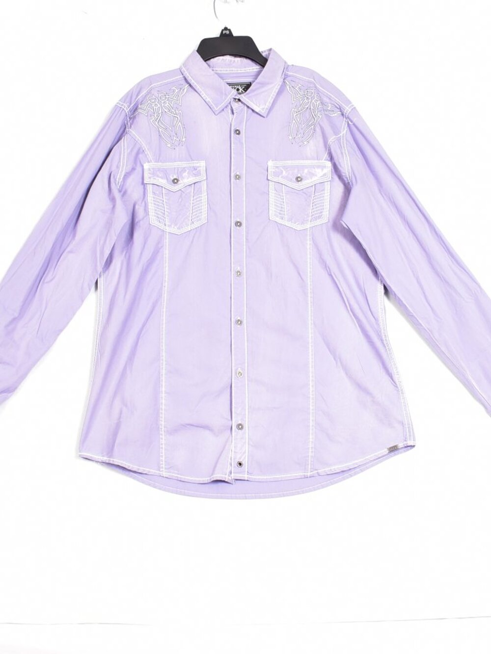 Buckle Black Shirt Mens Large Purple Standard Fit Western Cowboy Rockabilly